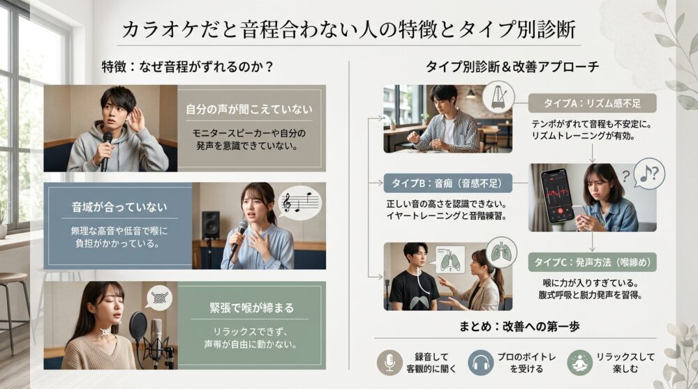 カラオケだと音程合わない人の特徴とタイプ別診断