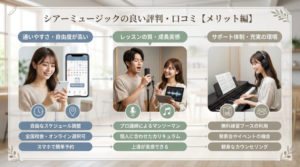 シアーミュージックの良い評判・口コミ【メリット編】