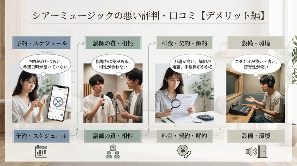 シアーミュージックの悪い評判・口コミ【デメリット編】