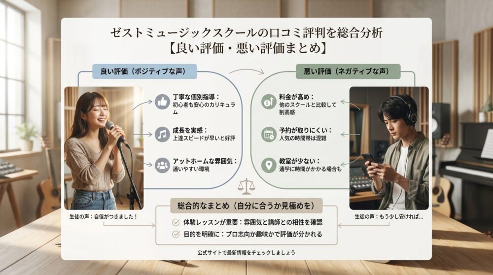 ゼストミュージックスクールの口コミ評判を総合分析【良い評価・悪い評価まとめ】