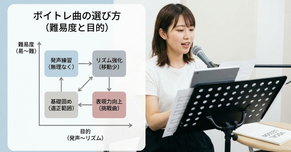 ボイトレのおすすめ曲を難易度と目的で選ぶ基準