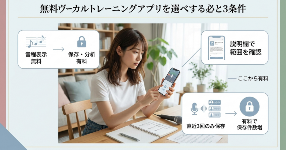 無料ボイトレアプリを選ぶ前に確認しておくべき3つの条件