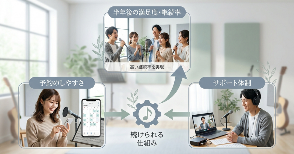 続けられる仕組みがあるかで、半年後の満足度が決まっている
