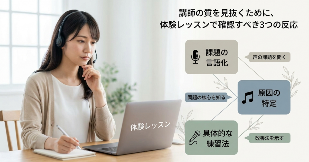 講師の質を見抜くために、体験レッスンで確認すべき3つの反応