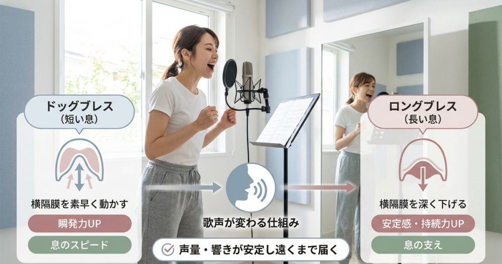ドッグブレスとロングブレス、2つの呼吸法が歌声を変える仕組みを知っておく