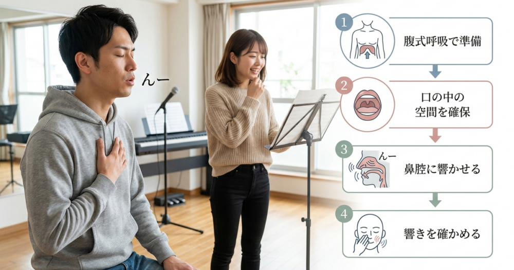ボイトレのハミングのやり方を、基礎から順に確認する
