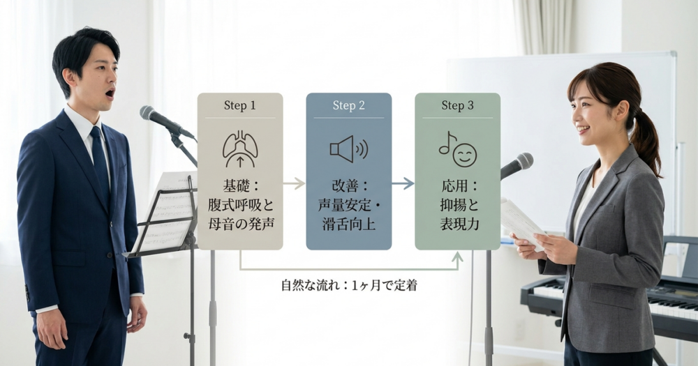 ビジネスボイトレで改善できる話し方の範囲と効果が現れる順番