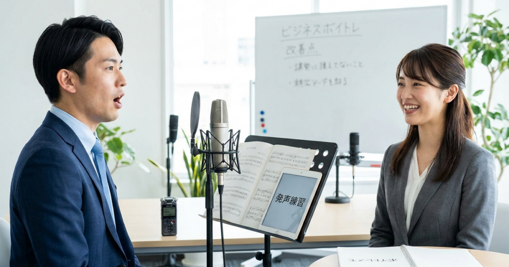 ボイトレ ビジネス 話し方 改善の解説イメージ