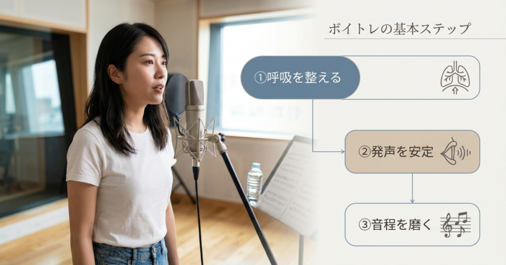 ボイトレのメニューは「呼吸→発声→音程」の順番で積み上げていく