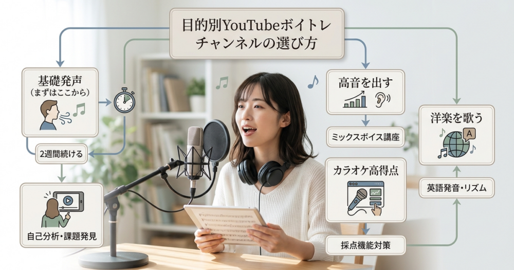 目的別YouTubeボイトレチャンネルの選び方を整理する