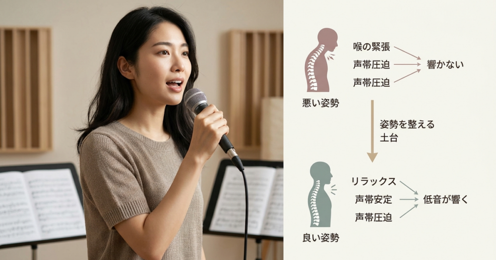 姿勢が整うと低音が響き始める――ボイトレで見落としがちな土台