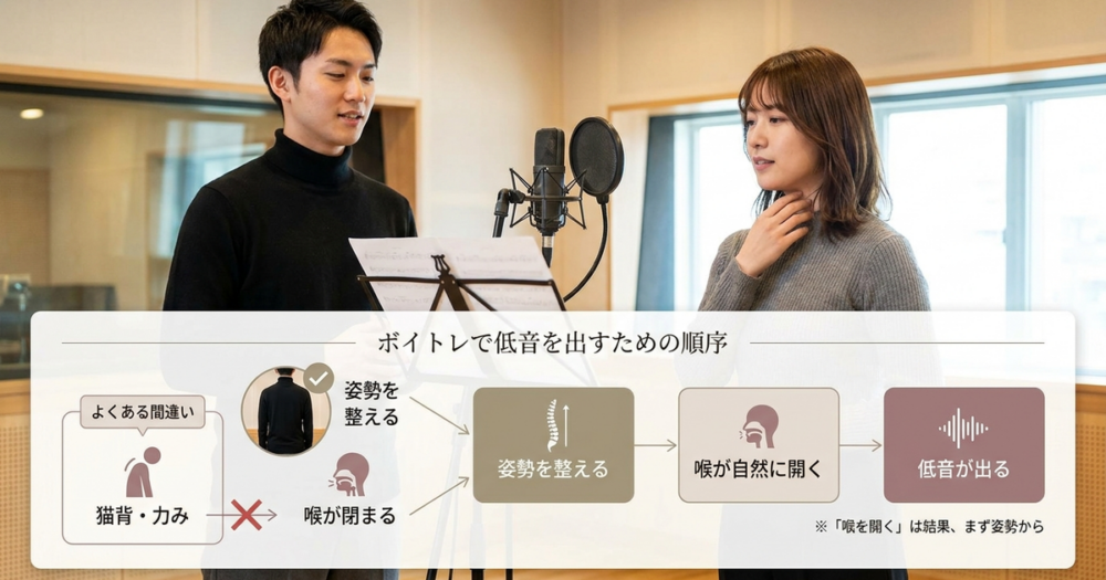 ボイトレで低音を出すために「喉を開く」より先にやるべきこと