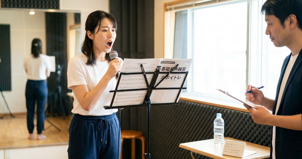 ボイトレ 基礎 発声練習 やり方の解説イメージ