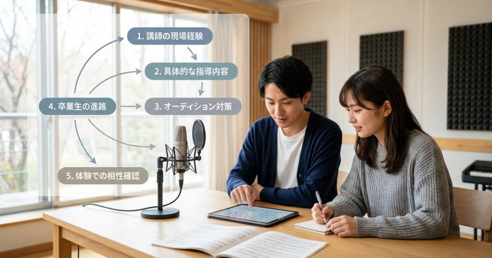 声優向けボイトレスクール選びで確認すべき5つの実質的な基準