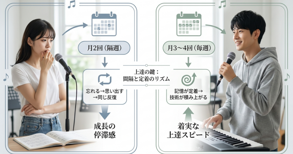 ボイトレに月何回通うかが上達スピードを変える仕組み