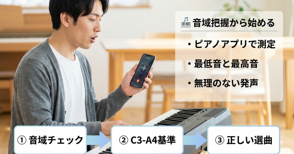 男性のボイトレ練習曲、音域の把握から始める正しい選び方