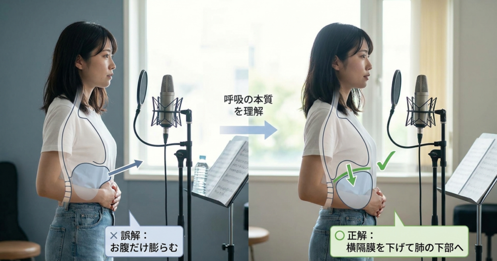 腹式呼吸のやり方を誤解していると、喉を壊してしまう