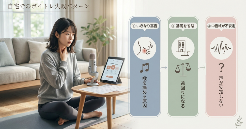 自宅で自分でボイトレをするときに陥りがちな3つの失敗パターン