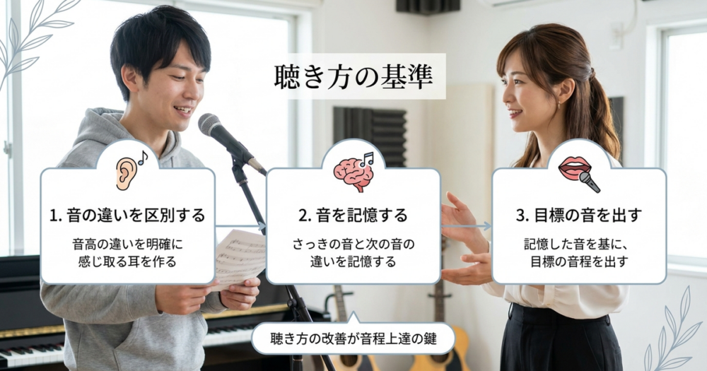 音痴で悩む人が見落としている、声を出す前に必要な「聴き方の基準」