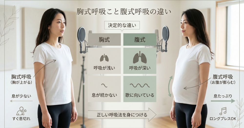 ロングブレスができない原因は呼吸の質にある――胸式と腹式の決定的な違い