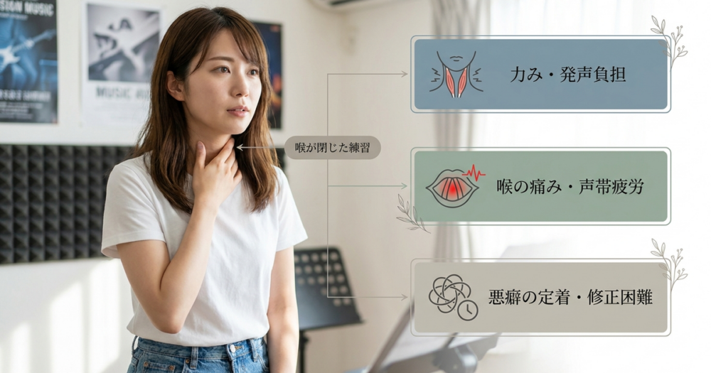 喉を開く感覚がわからないまま練習すると起きている3つの損失