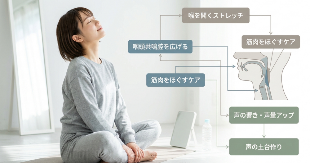 喉を開くストレッチと筋肉をほぐすことで変わる声の出しやすさ