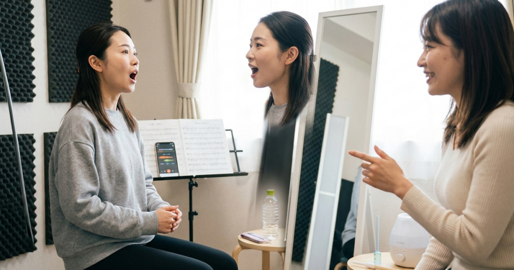 喉を開いて歌うためのボイトレ練習メニューの解説イメージ