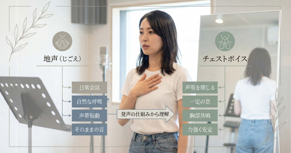 チェストボイスと地声の違いを、発声の仕組みから理解しておく