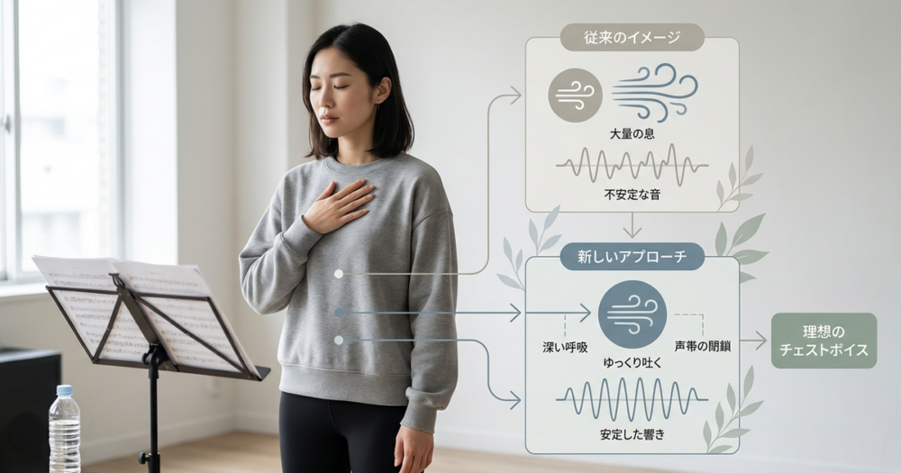 チェストボイスを安定して出すために、息の使い方が変わっている