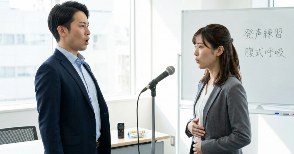 通る声の出し方と響く声を作るトレーニングの解説イメージ