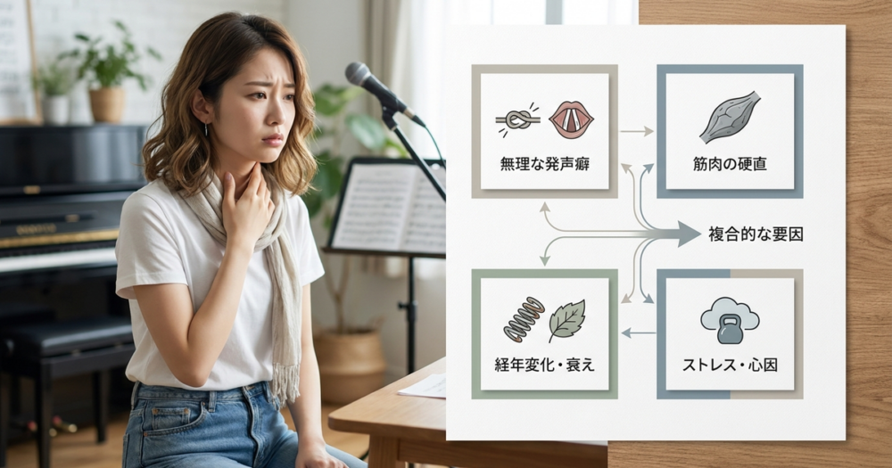 高い声が出なくなった原因を4つのタイプに分けて整理する