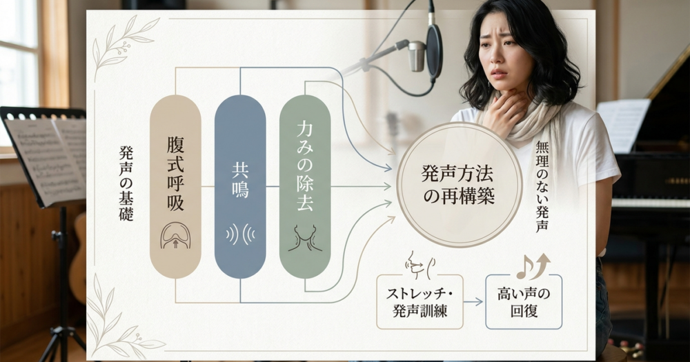 高い声が出なくなった状態を治していく解決策の全体像