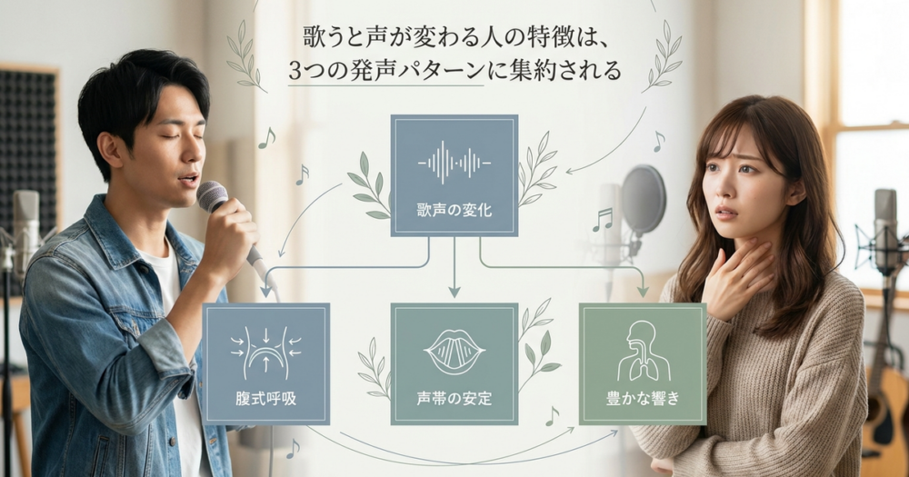 歌うと声が変わる人の特徴は、3つの発声パターンに集約される