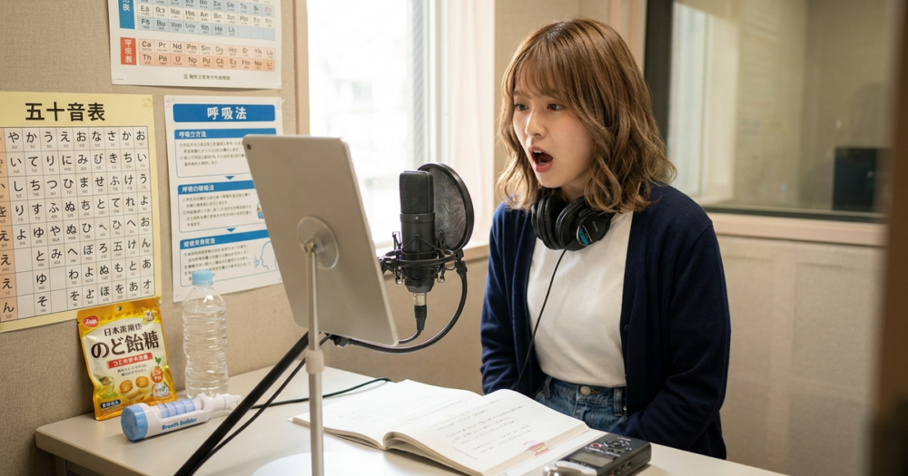 声の作り方とキャラクターに合わせる発声練習の解説イメージ