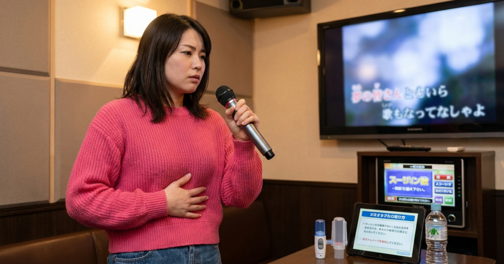 腹式呼吸で歌う方法とカラオケで声が安定する練習法の解説イメージ