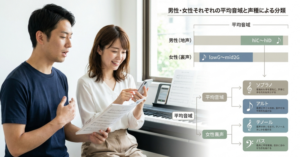 音域の平均は男性・女性でどれくらい？声種による分類