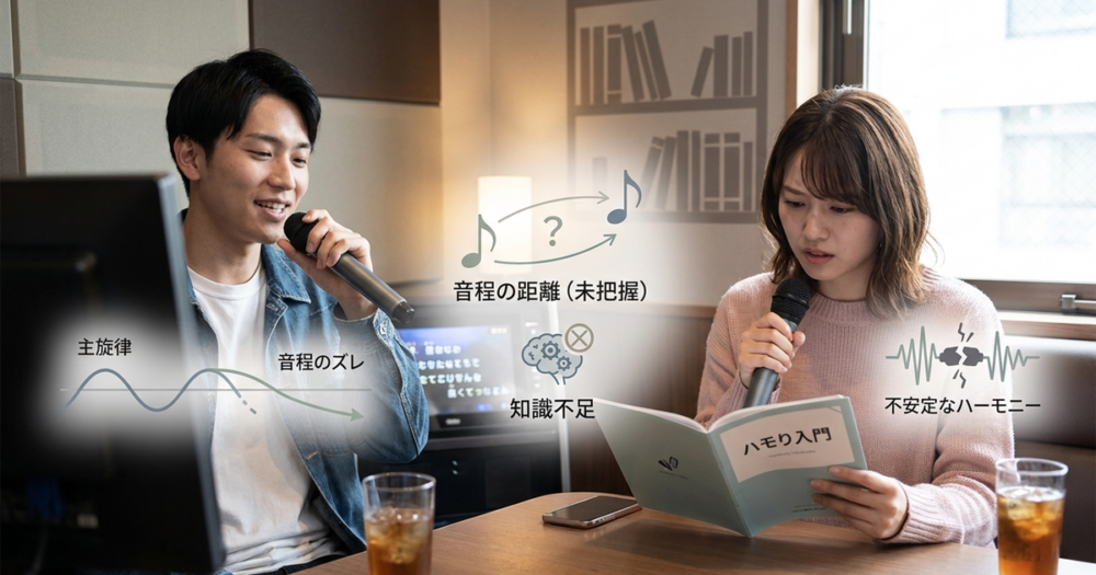 初心者がハモり方の基本を知らないまま練習すると、どうしても合わなくなっていく