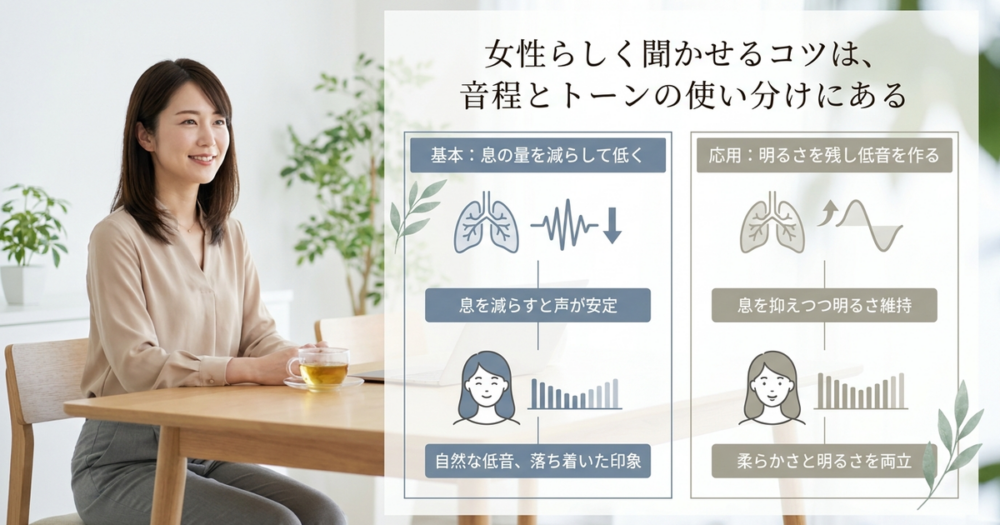 女性らしく聞かせるコツは、音程とトーンの使い分けにある