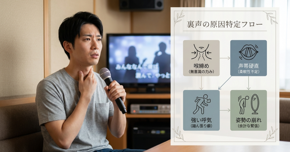 カラオケで裏声になる原因を一つずつ特定していく