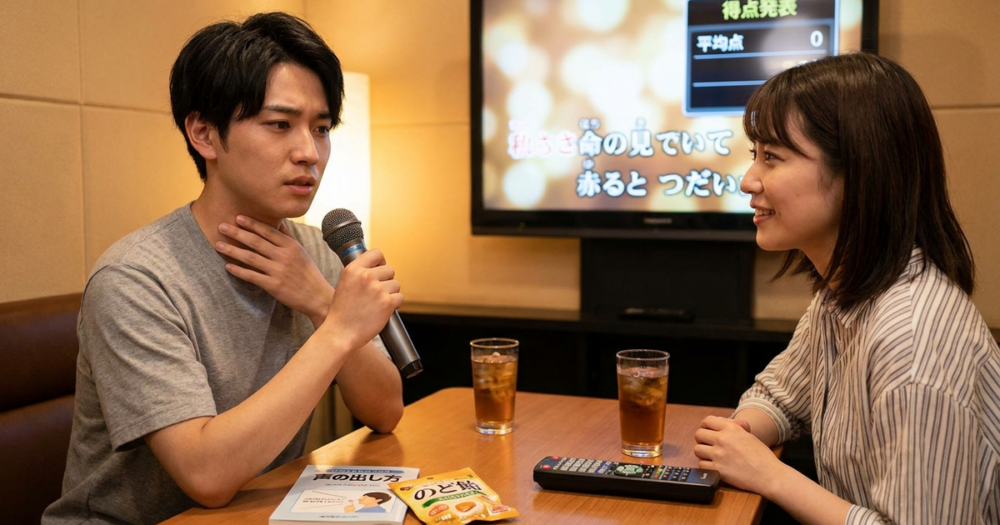 カラオケで裏声になる原因と地声で歌うための直し方の解説イメージ
