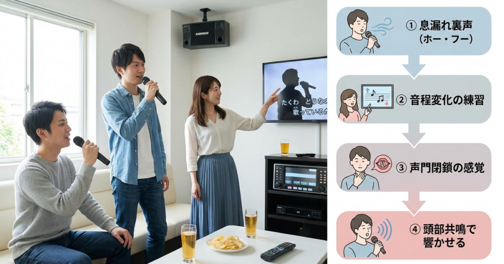 カラオケで裏声を自然に聴かせる声の作り方【4ステップ】