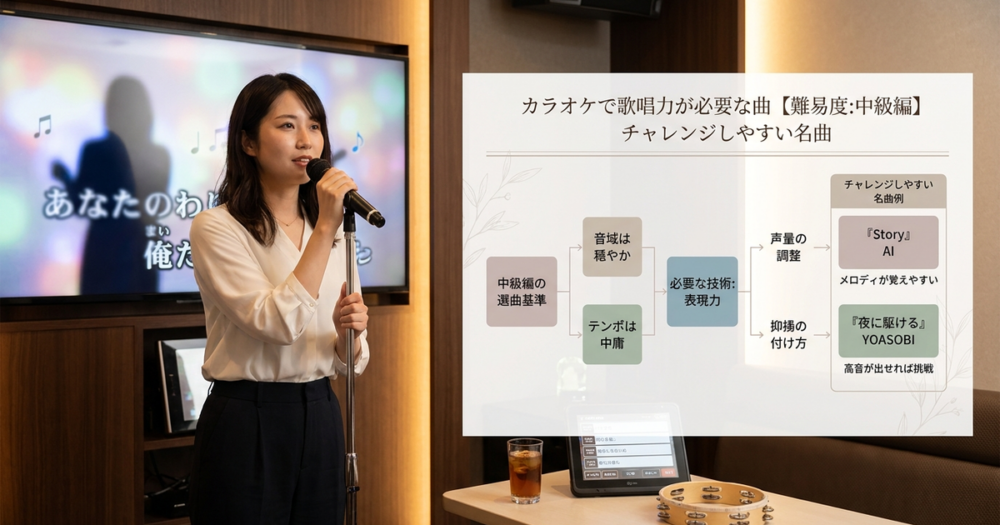 カラオケで歌唱力が必要な曲【難易度:中級編】チャレンジしやすい名曲
