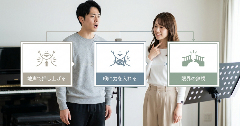地声でしか歌えない人が移行練習で必ず失敗する3つのパターン