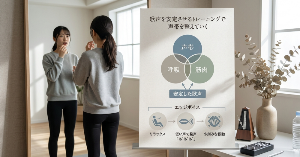 歌声を安定させるトレーニングで声帯を整えていく
