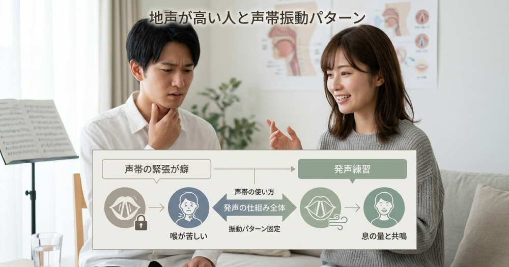 地声が高い人は声帯が持つ特定の振動パターンに固執している