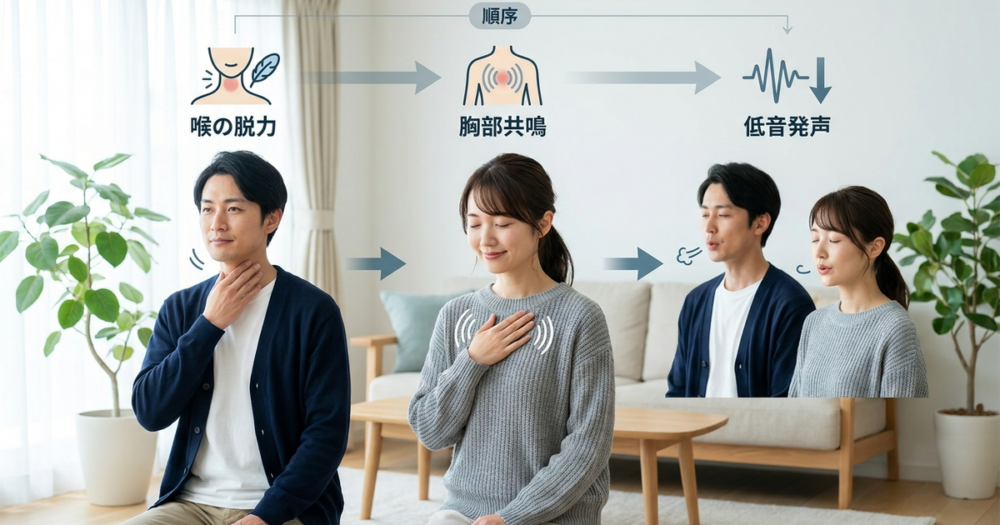 低めの声を出す練習は喉の脱力と胸部共鳴の感覚を育てる順序で進める