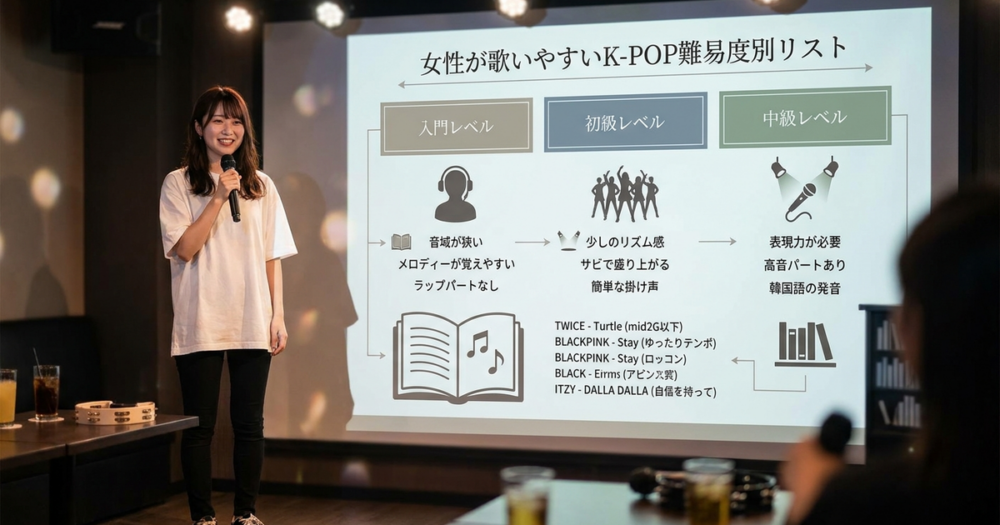 女性が歌いやすいK-POP30曲を難易度別に一覧で確認しておく