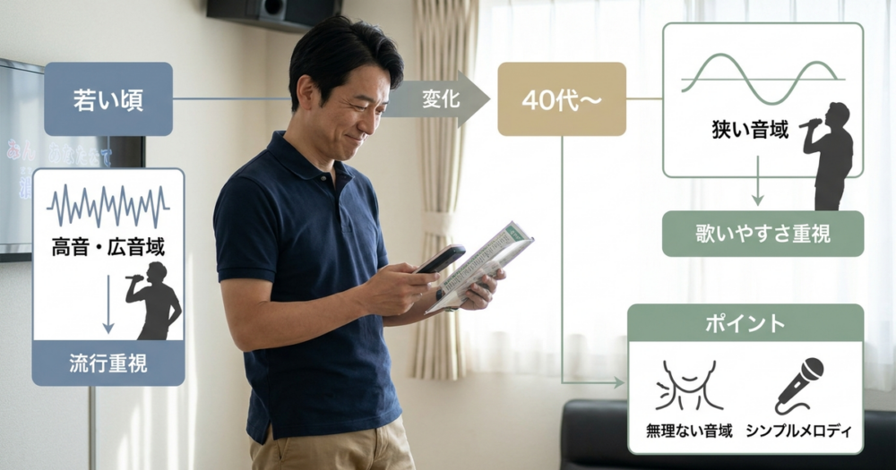 40代男性がカラオケで歌いやすい曲の選び方が変わってきている