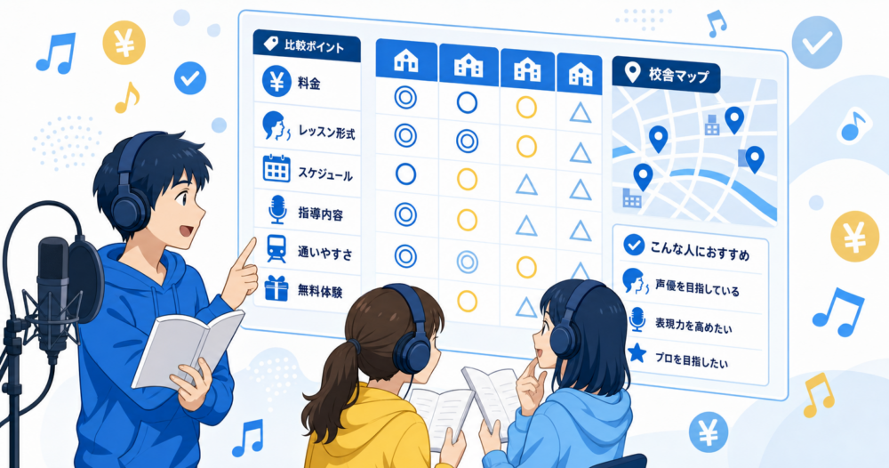 声優志望者におすすめのボイトレ教室ランキング【比較一覧表】