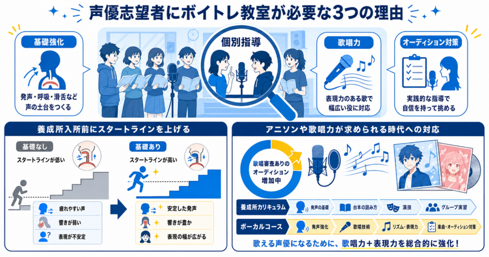 声優志望者にボイトレ教室が必要な3つの理由